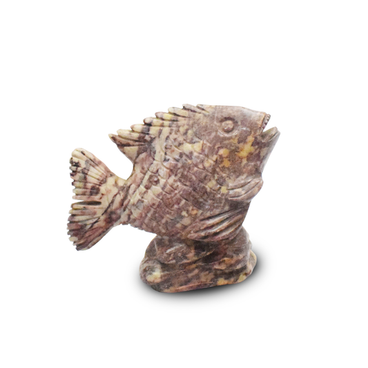 Charoite Piranha -  10.16 cm Sculpture Hand Carved, 630 Gram