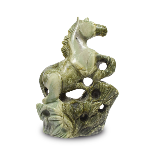 Serpentine Horse -  17.78 cm Sculpture Hand Carved, 585 Gram