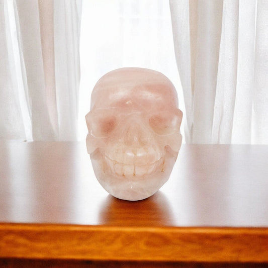 Natural Rose Quartz Crystal Skull Showpiece - 7.62 cm Handcrafted Showpiece (610 Gram)