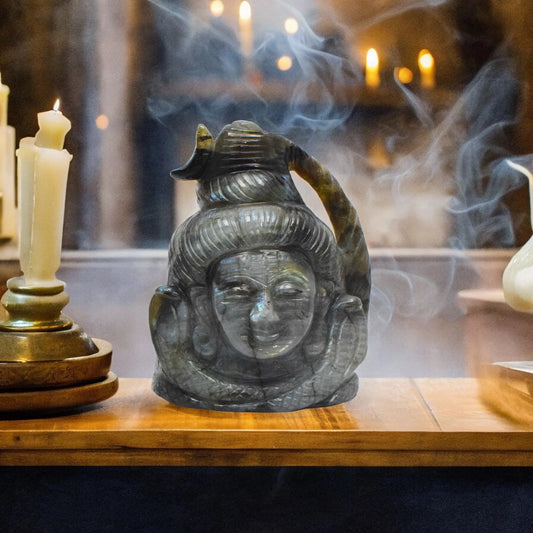 Labrodorite Lord Shiva Head - 8.89 cm