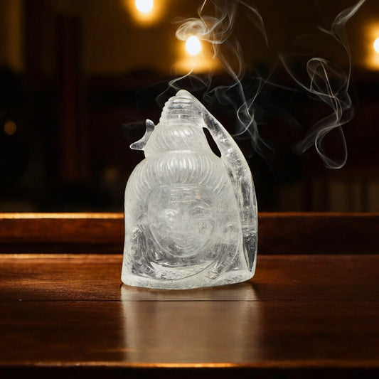 Clear Quartz Lord Shiva Head - 7.62 cm