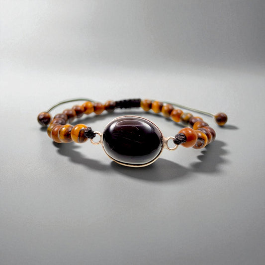 Black Obsidian with Tiger Eye Strength Bracelet