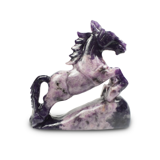 Lepidolite Horse -  17.78 cm Sculpture Hand Carved, 1359 Gram