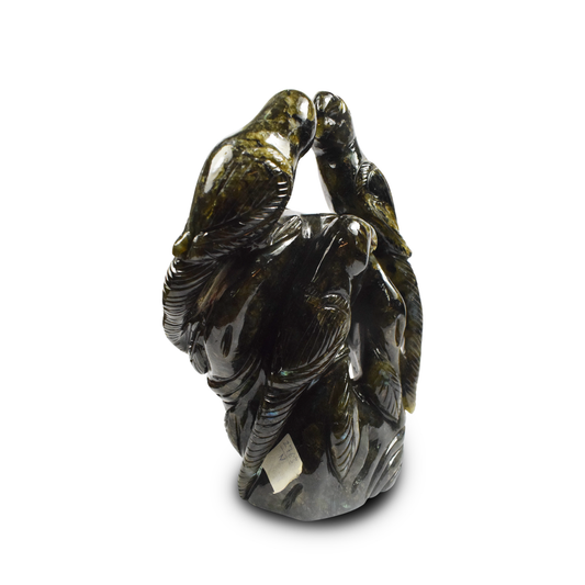Labrodorite Parrots -  22.86 cm Sculpture Hand Carved, 2736 Gram