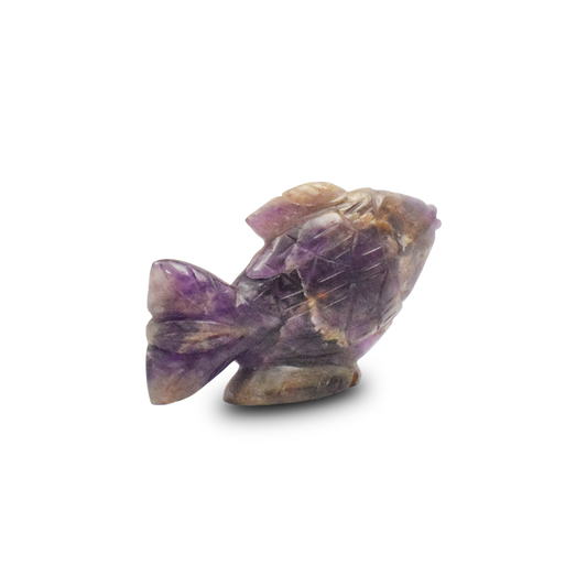 Amethyst Fish -  7.62 cm Sculpture Hand Carved, 230 Gram