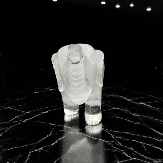 Natural Clear Quartz Elephant Showpiece - 8.89 cm Handcrafted Showpiece (600 Gram)