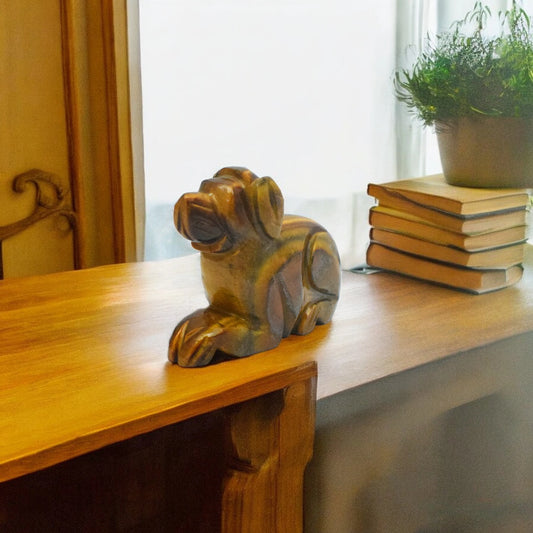 Tiger Eye Dog - 8.89 cm Sculpture Hand Carved, 170 Gram