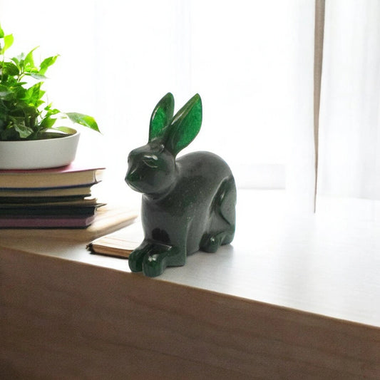 Green Aventurine Rabbit - 7.62 cm Sculpture Hand Carved, 200 Gram