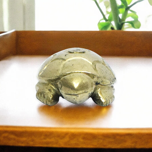 Natural Pyrite Turtle Decorative Showpiece - 11.43 cm Handcrafted Showpiece (370 Gram)