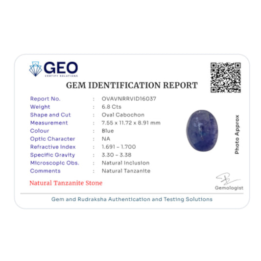 Natural Tanzanite - 6.8 Carat