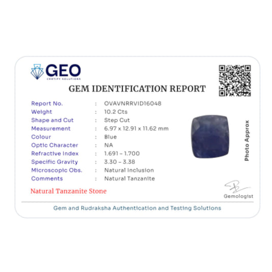 Natural Tanzanite - 10.2 Carat