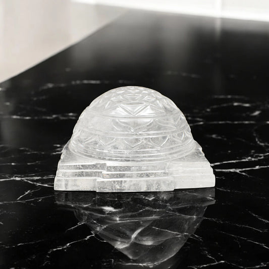 Clear Quartz Yantra Figurine - 7 cm Reiki Crystal Idol, 1340 Gram