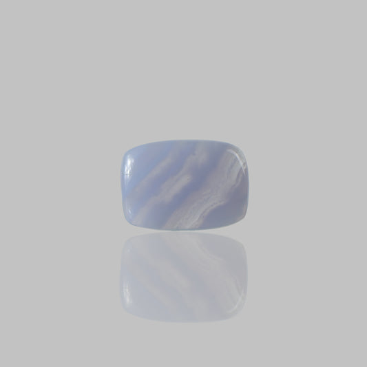 Blue Lace Agate Smooth Cabochon Rectangle Shape Stone - 19 Ct