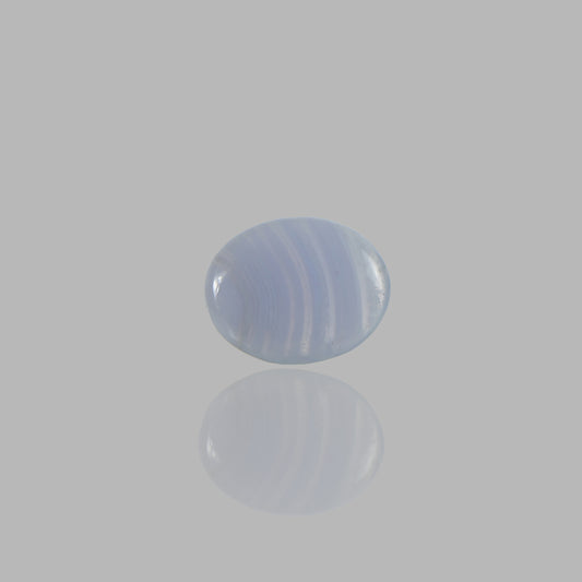 Blue Lace Agate Smooth Cabochon Oval Shape Stone - 33.9 Ct