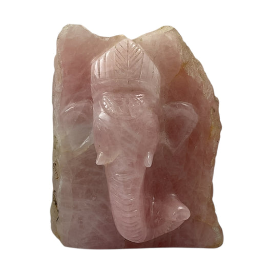 Rose Quartz Slab Ganesh Statue