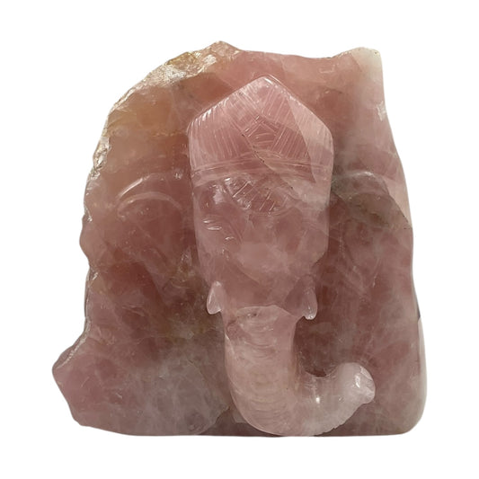 Rose Quartz Slab Ganesh Statue