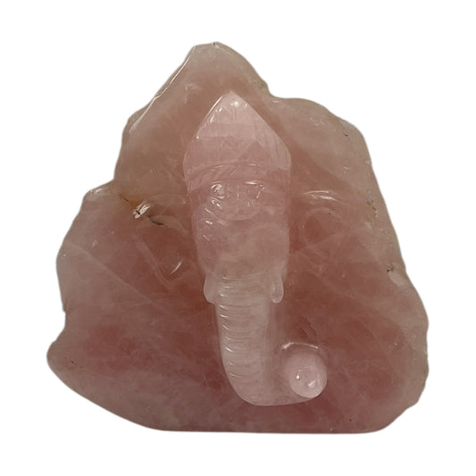 Rose Quartz Slab Ganesh Statue