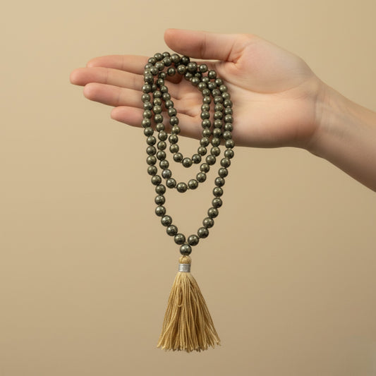 Pyrite Mala (108 beads) 8 mm