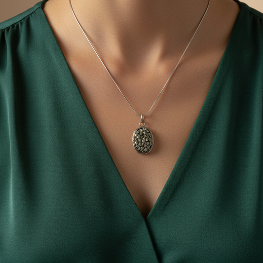 Pyrite Claster Oval Pendant