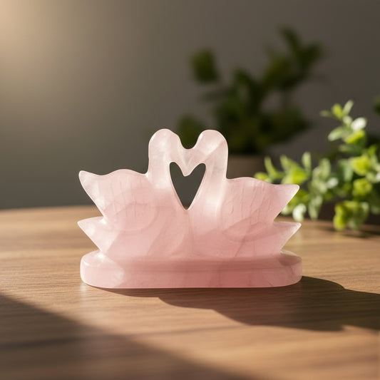 Rose Quartz Mandarin Ducks Pair (1750 Gm)