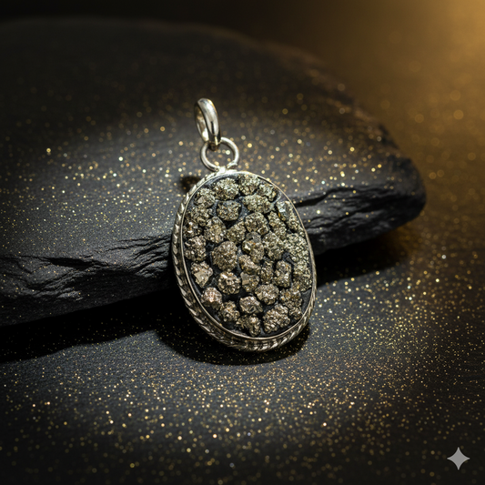 Pyrite Claster Oval Pendant