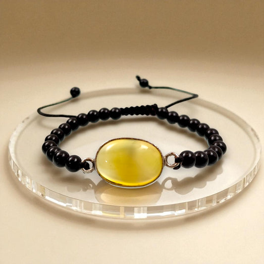 Yellow Chalcedony & Black Agate Healing Bracelet