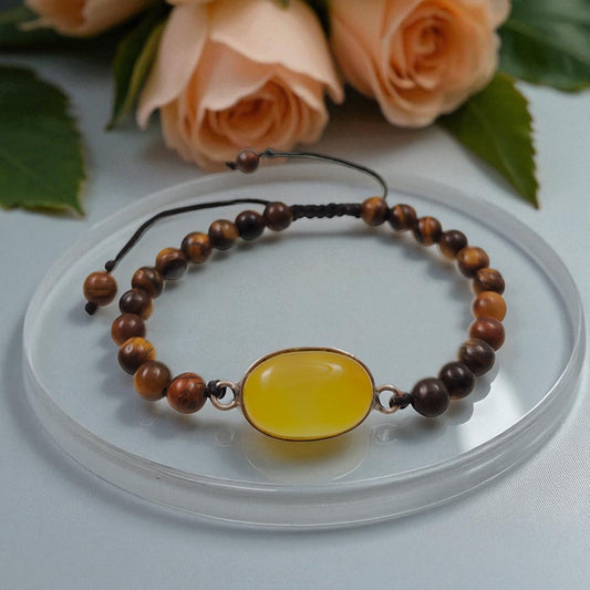 Yellow Chalcedony & Tiger Eye Energy Bracelet