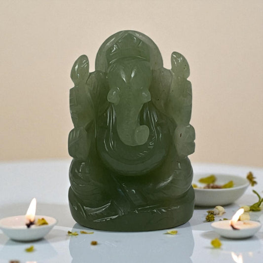 Natural Green Aventurine Lord Ganesha Idol