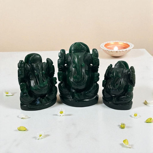 Green Aventurine (Dark ) Crystal Ganesha for Positivity