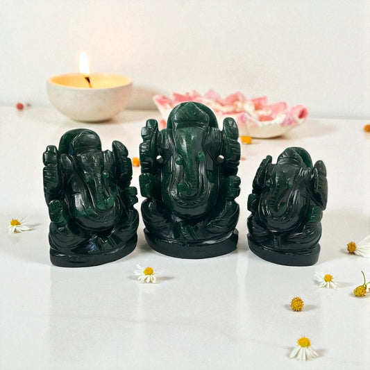 Natural Green Aventurine Lord Ganesha Idol for Wealth & Prosperity