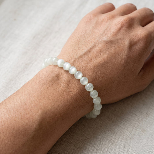 Selenite bracelet 8 , 10 mm Beads