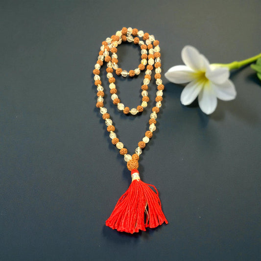 Crystal & Rudraksha Mala (108 beads) 6 mm