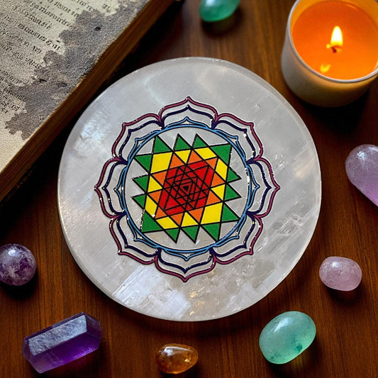 Selenite Round Charging Plate