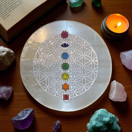 Selenite Round Charging Plate