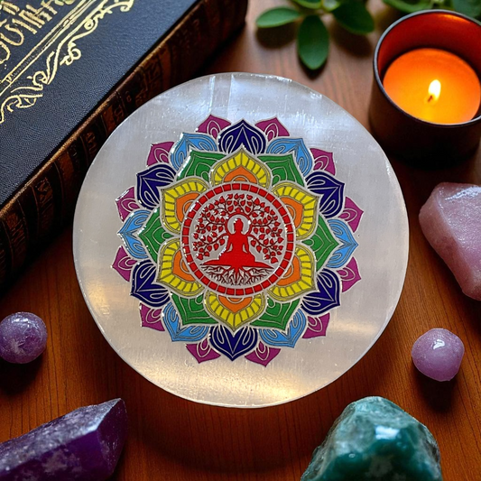Selenite Round Charging Plate