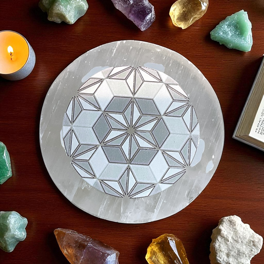 Selenite Round Charging Plate