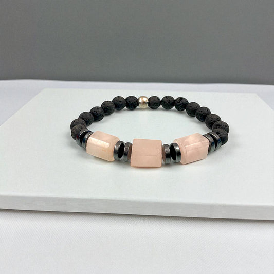 Rose Quartz & Lava Bracelet