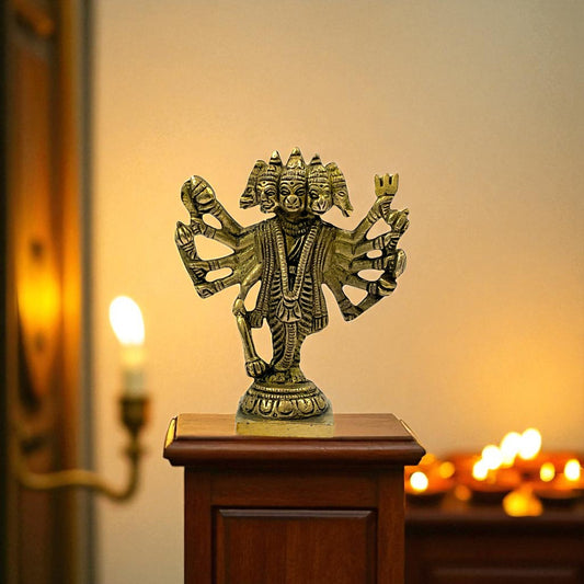 Brass 5 face hanuman ji ( stand )