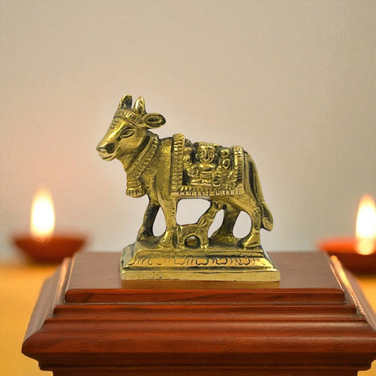 Brass Kamdhenu Cow Calf