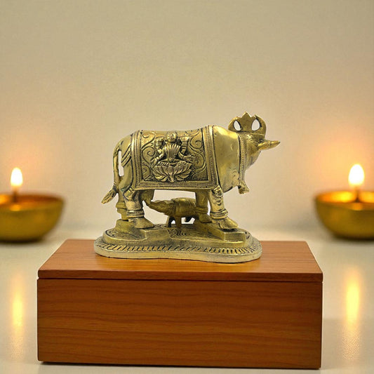 Brass Kamdhenu Cow Calf