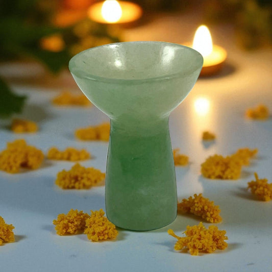 Light Green Aventurine Deepak with stand