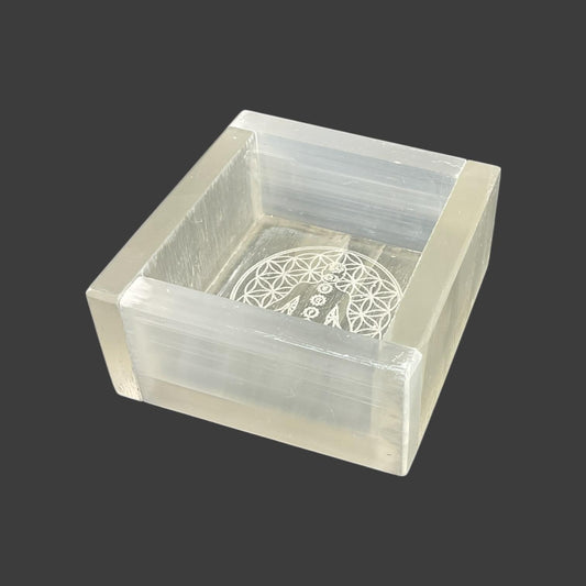 7 Chakra Selenite Crystal Square Tray