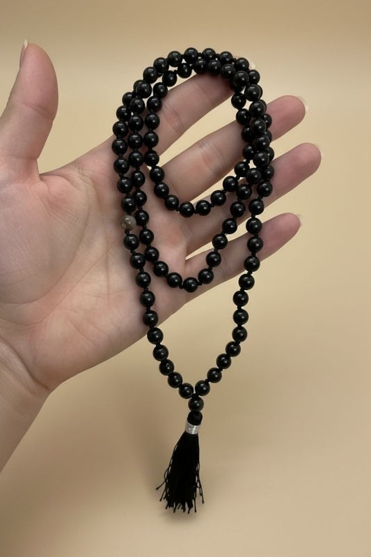 Black Agate Mala (108 beads) 8 mm