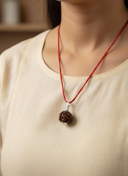 6 Mukhi Rudraksha Silver Pendant