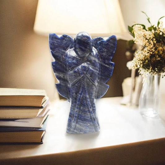 4.75'' Sodalite Angel Crystal Idol Showpieces-270 Gm (Approx) Statue Figurine for Home Decoration