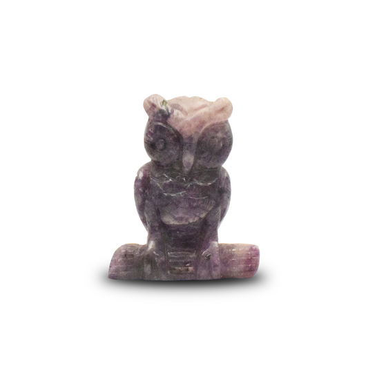 4" Lapidolite Owl Sculpture Hand Carved-350gm(Approx)