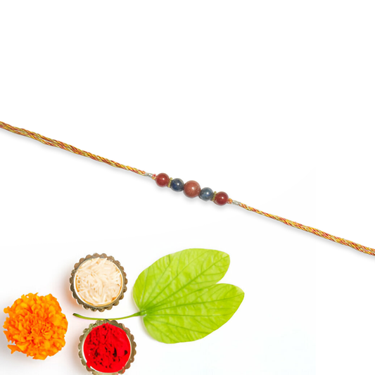 Crystals Rakhi For Health & Good Decision ( Jasper+ Lapis+ Carnelian ) D No. R-14