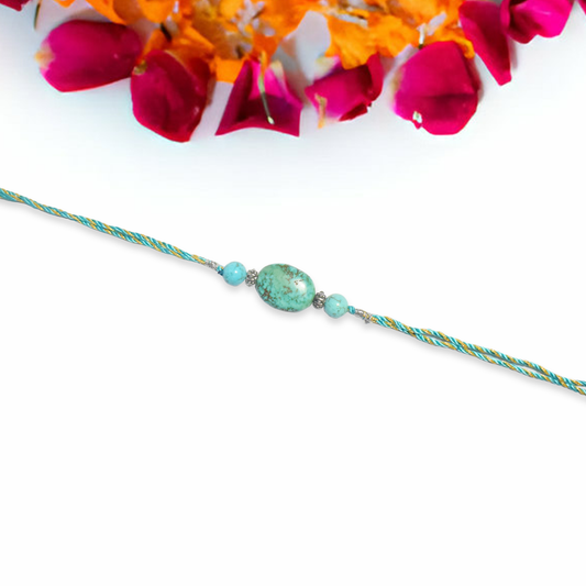 Crystals Rakhi For Prosperity & Wealth ( Turquoise ) D No. R-10