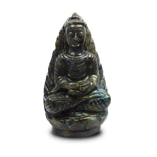 8.5'' Labradorite Buddha Crystal Idol Showpieces-1714 Gm (Approx.) Statue Figurine for Home Decoration