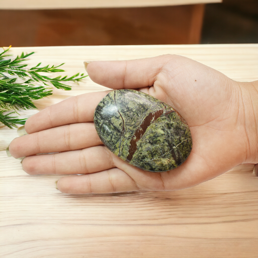 Natural Forest Jasper Healing Crystal palm Stone for Meditation (80-90 Gm)